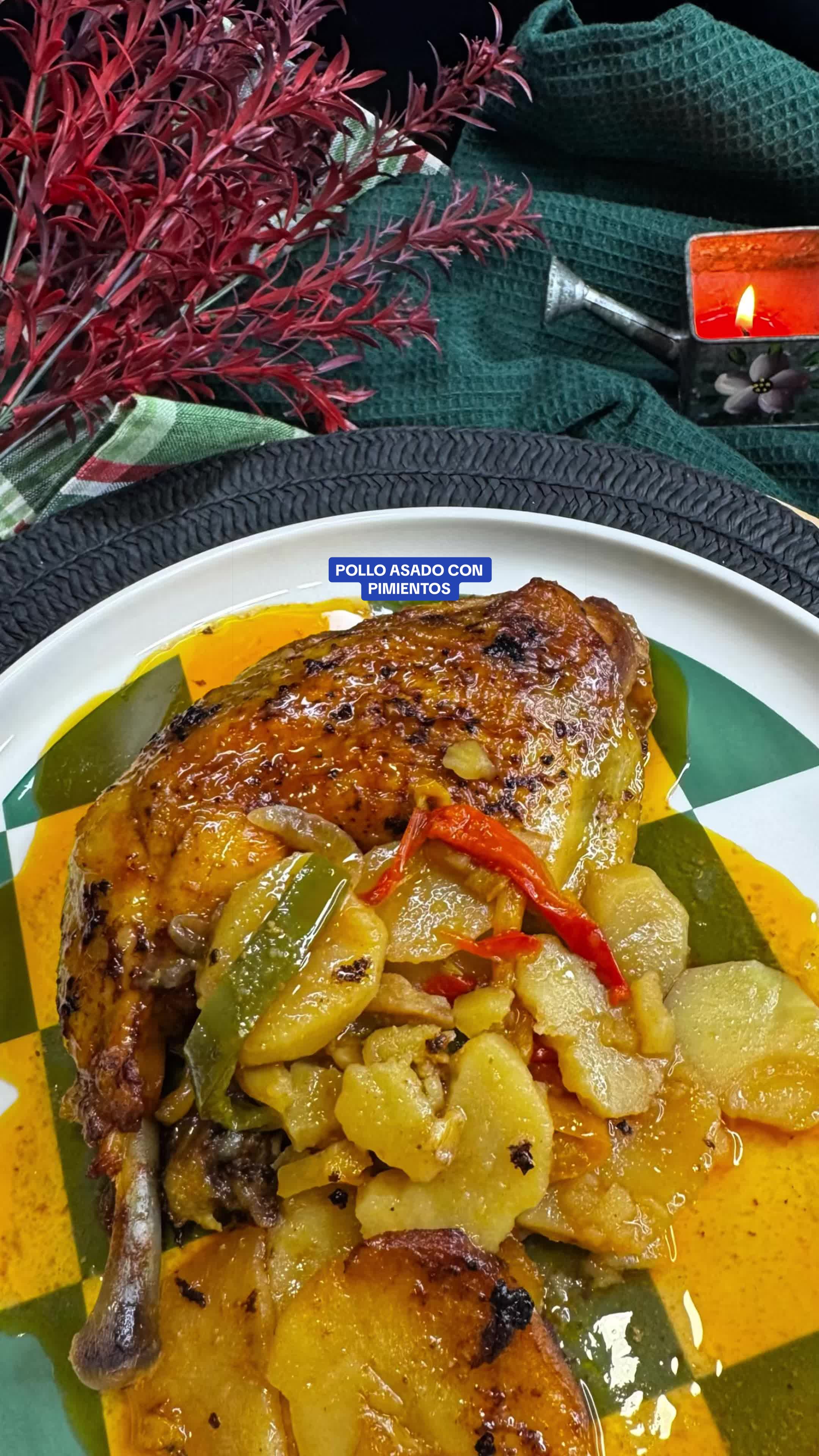 Pollo arrosto con peperoni e patate
