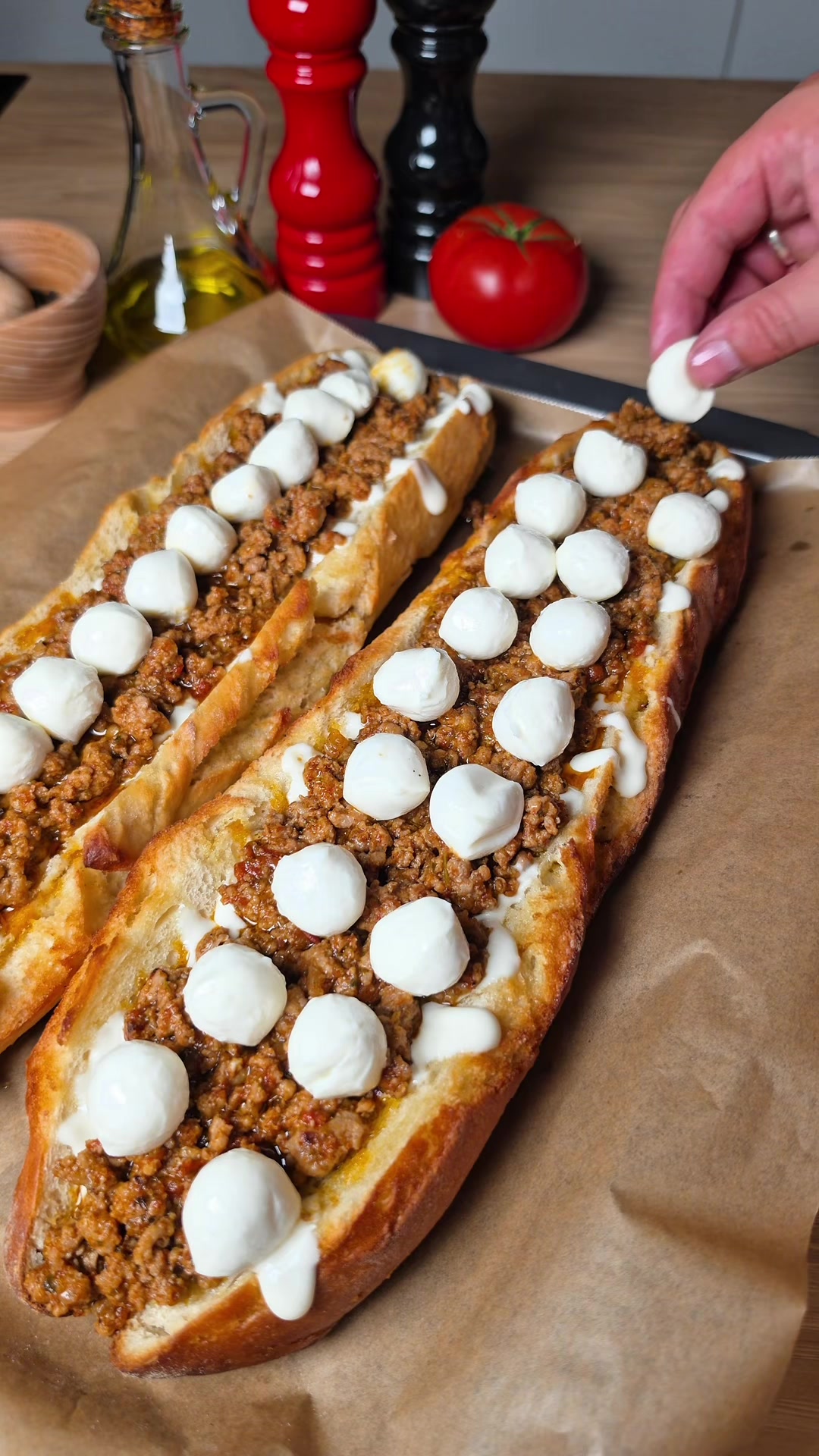 Baguetes recheadas estilo pizza