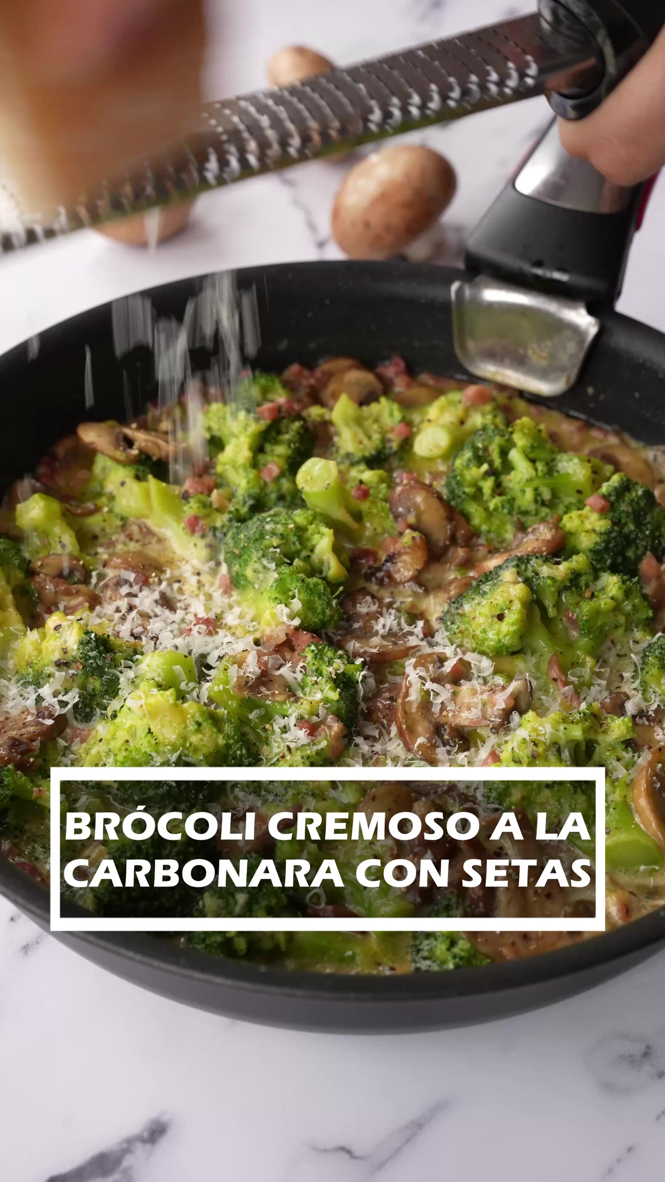 Brokkoli Carbonara mit Pilzen