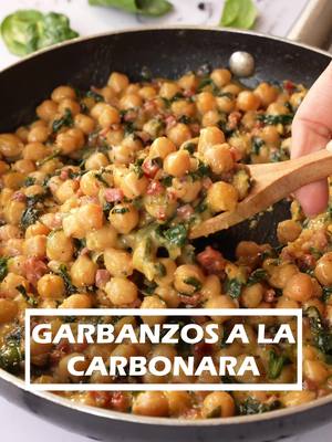 Ceci con spinaci alla carbonara